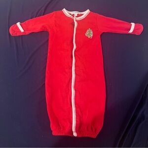 Magnolia Baby Pima Red Baby Gown with Tree Embroidery small Christmas Holiday